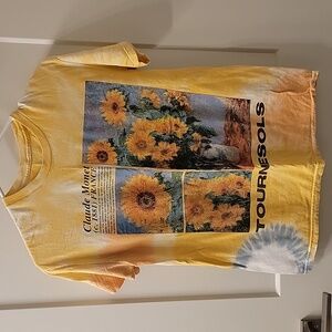 Yellow Claude Monet Tie Dye Graphic T-Shirt